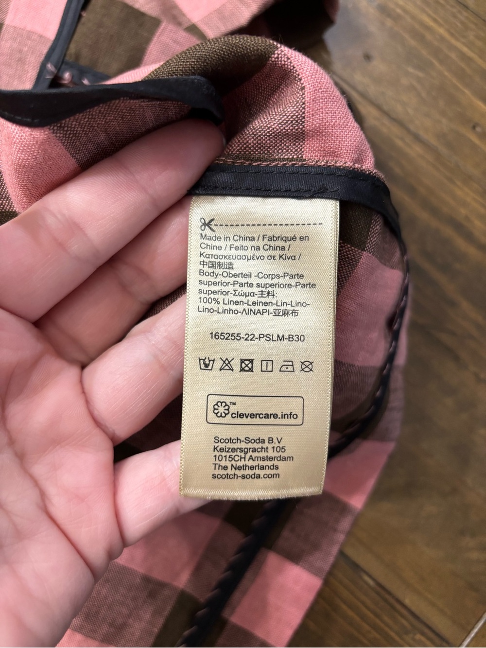 Scotch & Soda Pink and Brown Checked Linen Blazer - Picture 5 of 8